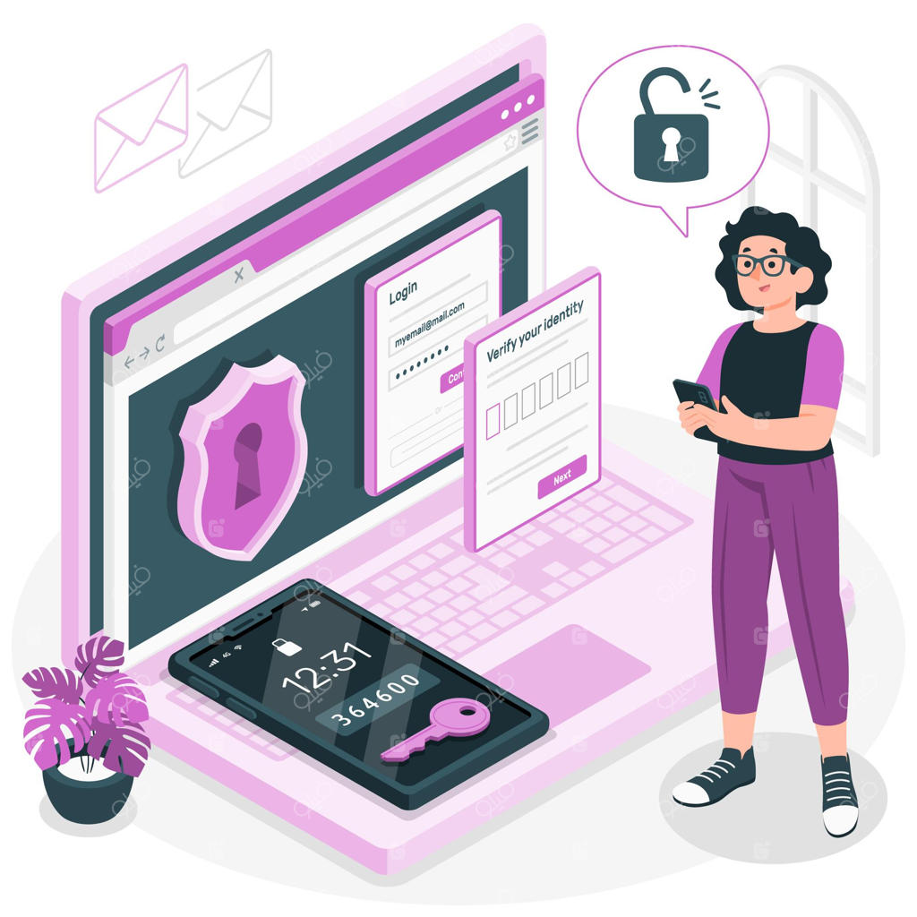 تصویرسازی مفهوم احراز هویت دو مرحله‌ای