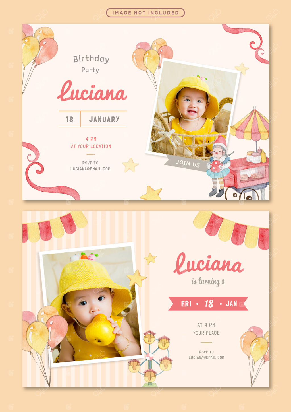 الگوی کارت دعوت تولد با تم شهربازی