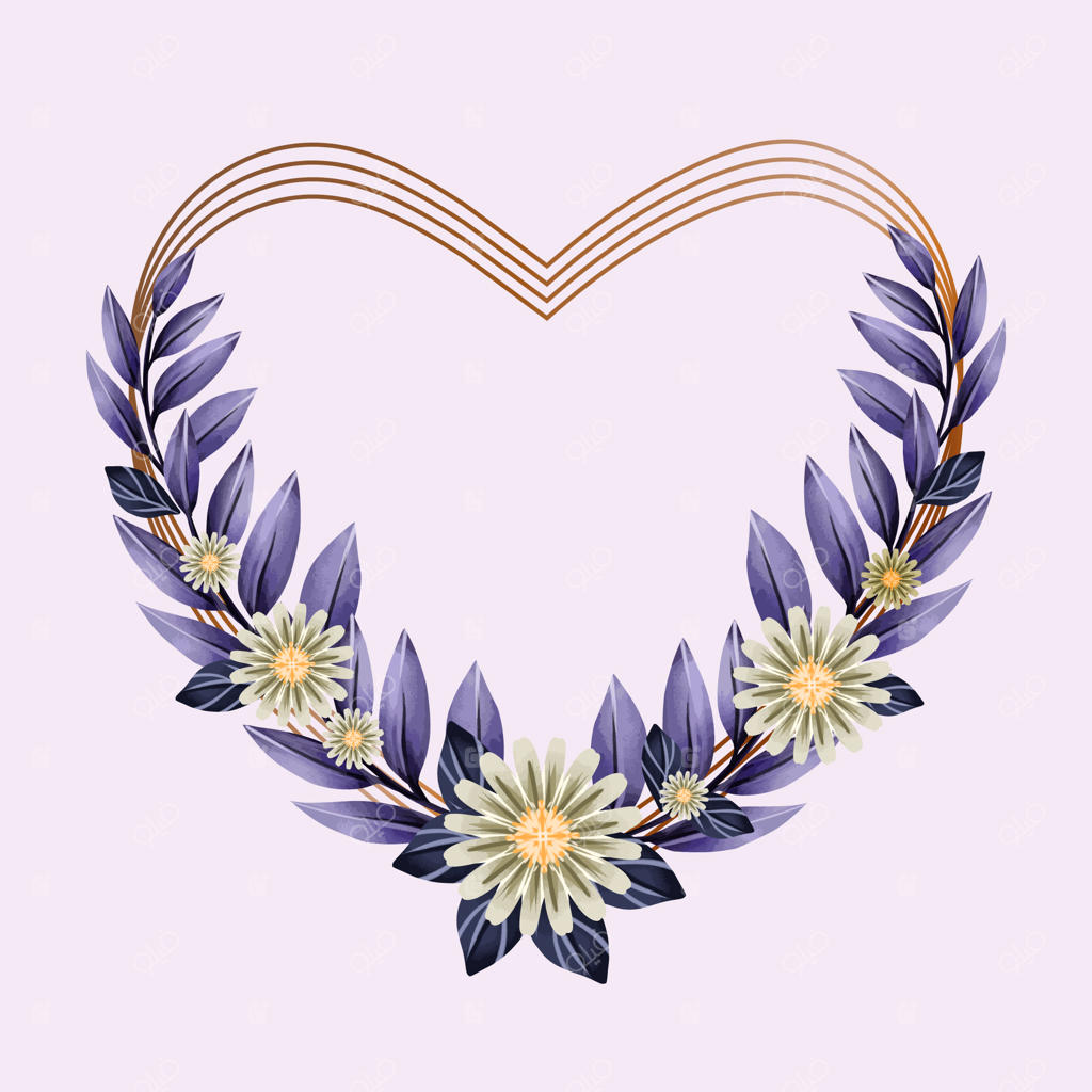 طرح قاب با قلب‌های آبرنگی