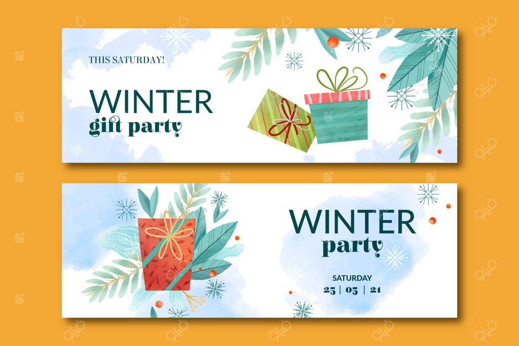 قالب بنر افقی مهمانی زمستانی