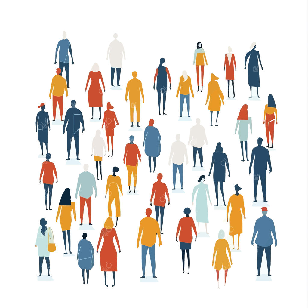 گروهی از مردم در میان جمعیت ایستاده‌اند.