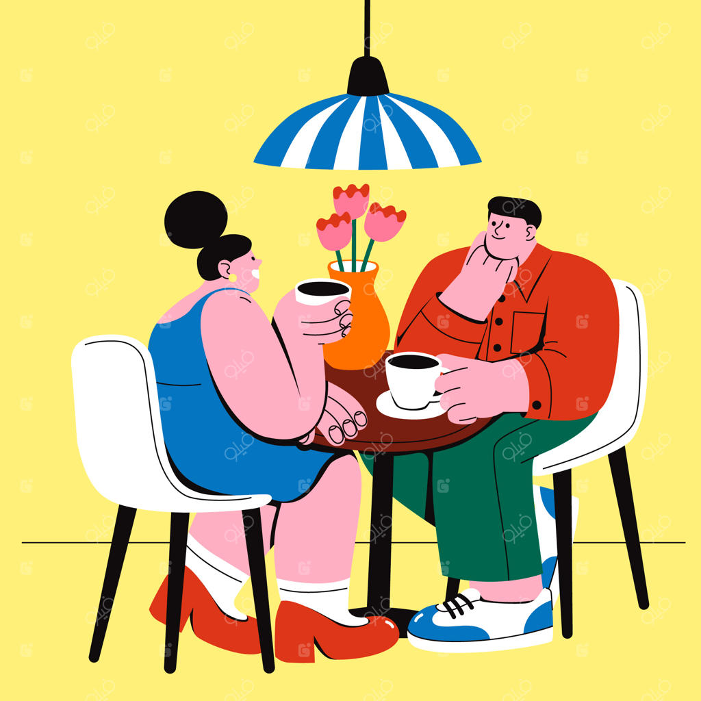 زوجی در حال لذت بردن از قهوه در کافه