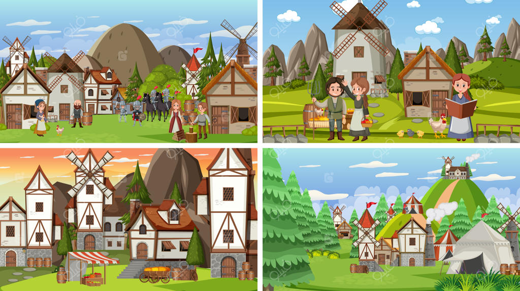 مجموعه‌ای از صحنه‌های مختلف قرون وسطایی