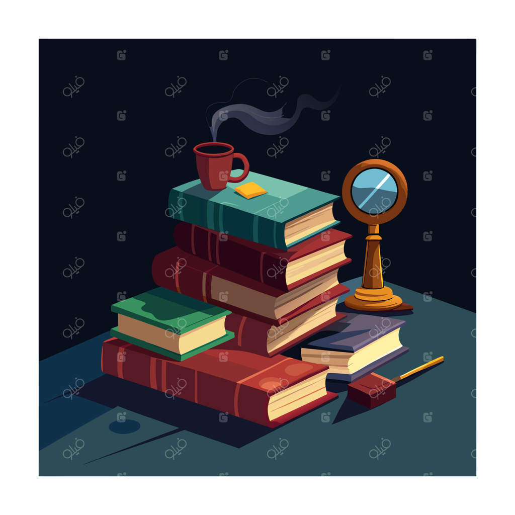 تصویر کتاب‌ها به سبک طراحی تخت