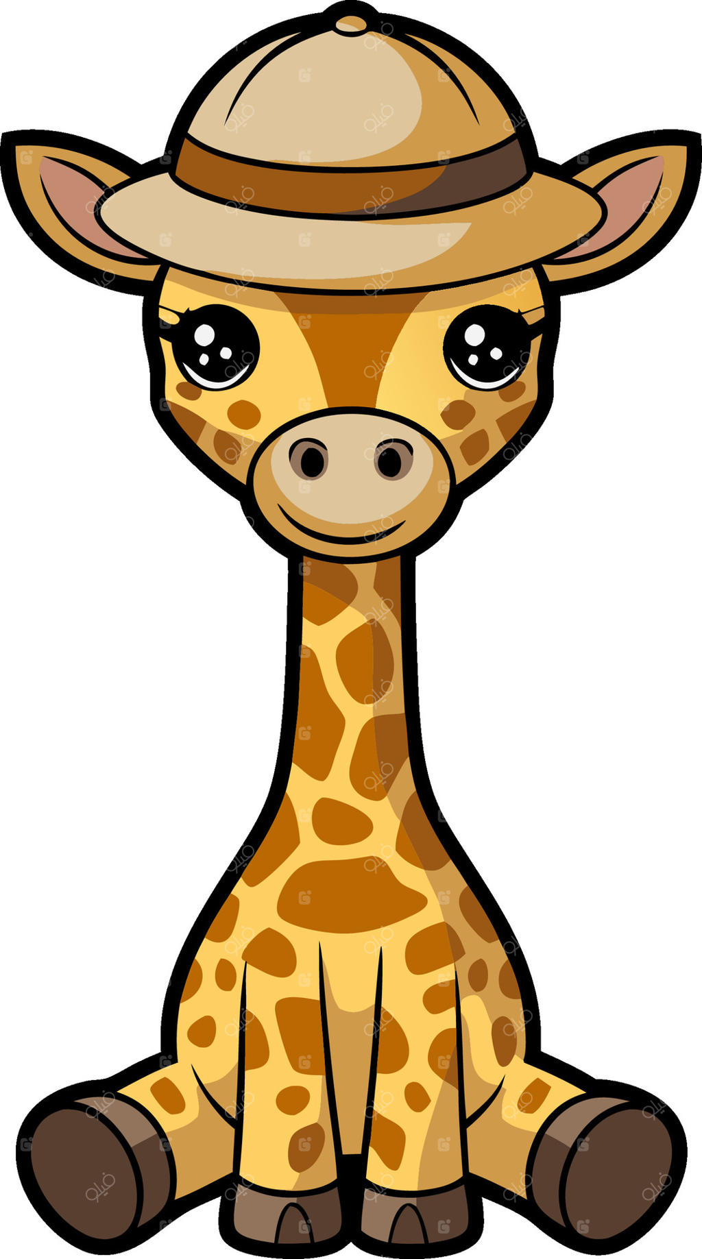 تصویرسازی زرافه کارتونی بامزه با کلاه سافاری