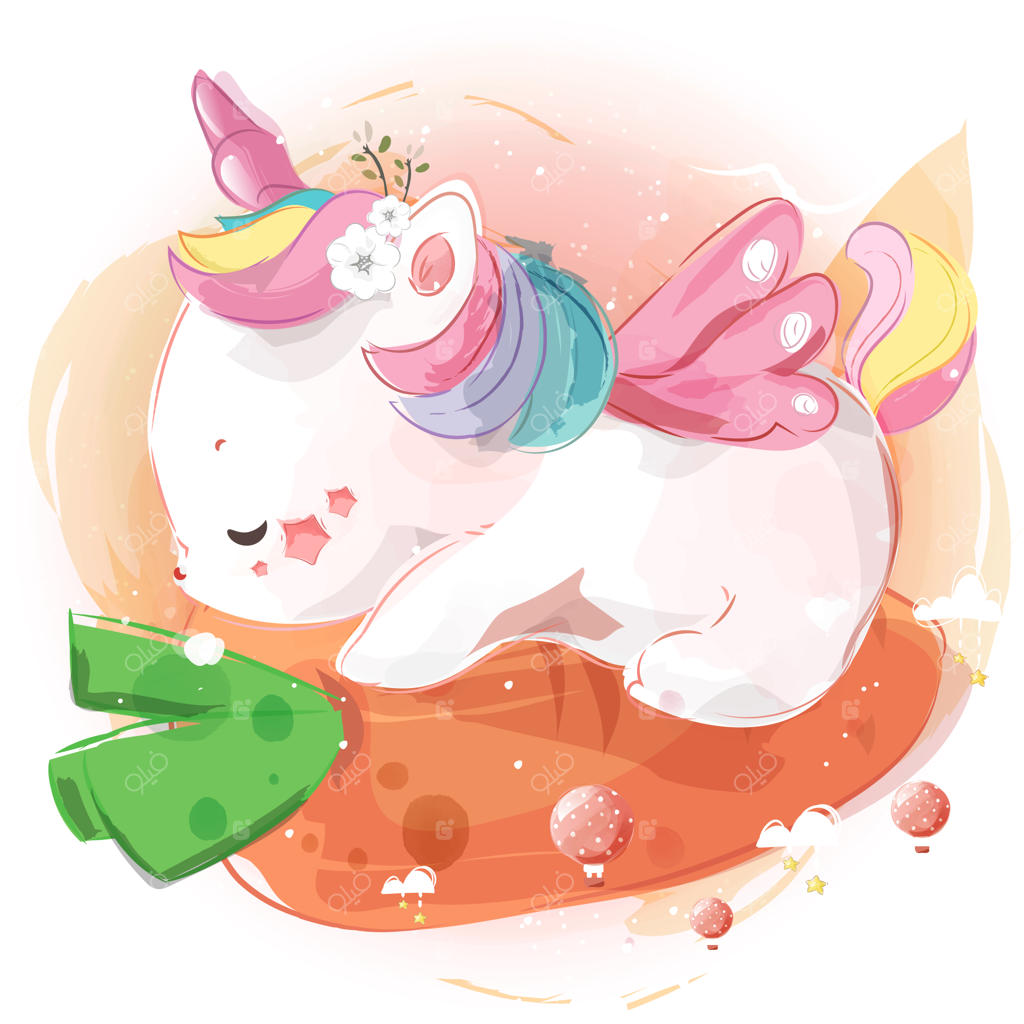 تک‌شاخ بامزه‌ای که روی هویج در آسمان صاف پرواز می‌کند