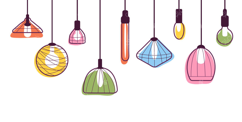 لوسترها و چراغ‌های آویز: بنر چراغ‌های مدرن، لوسترهای دکوری سبک معاصر و فانوس‌های قدیمی، عناصر نوری استثنایی به صورت وکتور