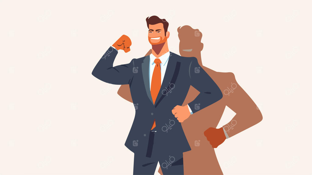 تاجر با اعتماد به نفس و سایه عضلانی؛ نماد قدرت و موفقیت در تجارت