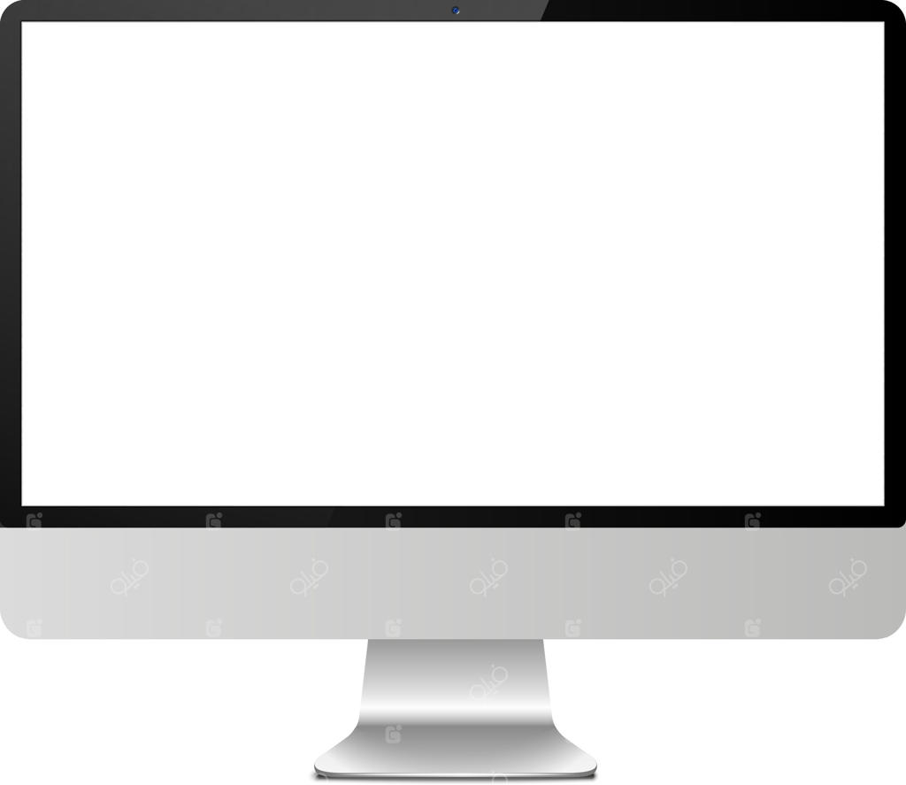 صفحه‌نمایش کامپیوتر خاموش روی یک مانیتور شیک با پس‌زمینه ساده، ایده‌آل برای ارائه‌ها و تولید محتوای دیجیتال