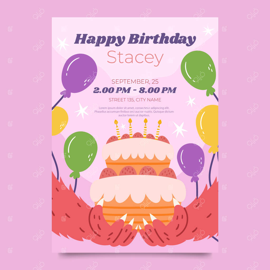 قالب پوستر تولد دست‌ساز