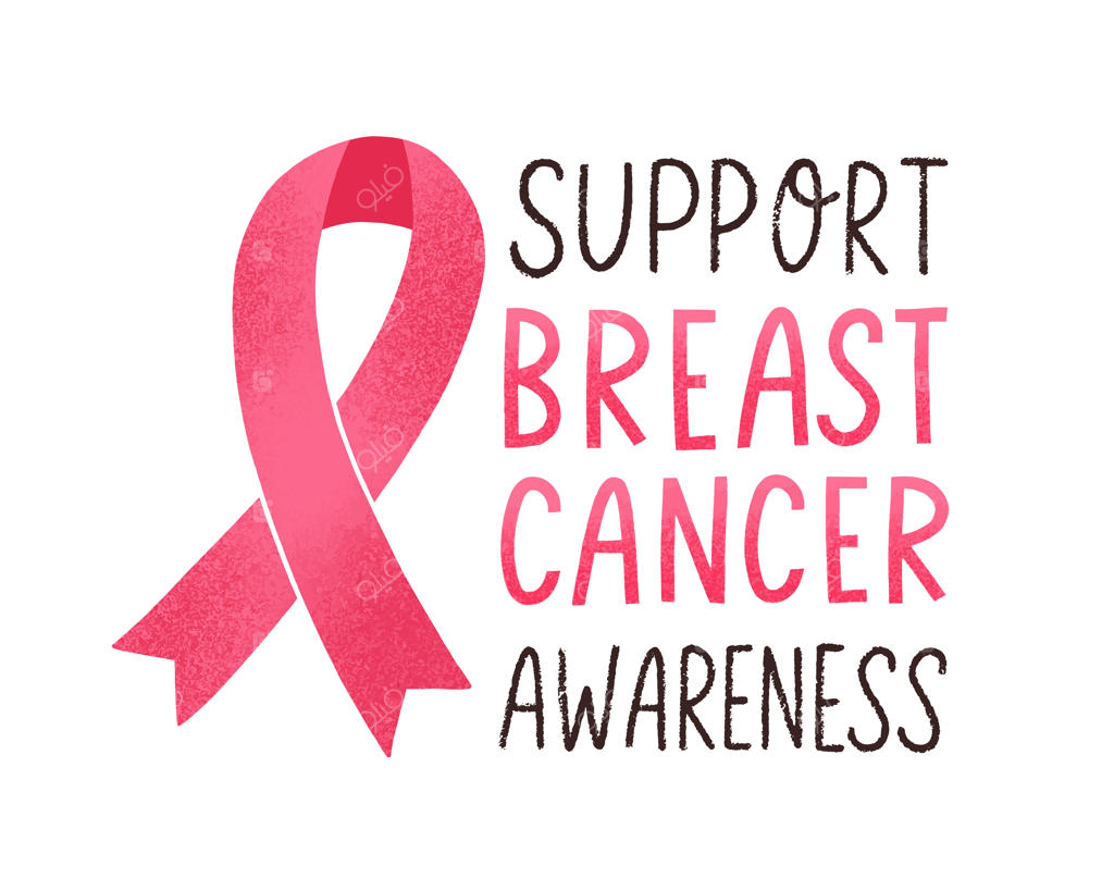 حمایت از آگاهی‌بخشی سرطان سینه: نوشته‌ای انگیزشی با روبان صورتی روی زمینه سفید. جمله الهام‌بخش برای مبارزه با سرطان. تصویرسازی