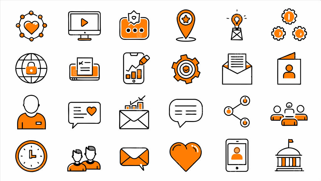 مجموعه آیکون شامل صفحه وب با نوشته شخصی