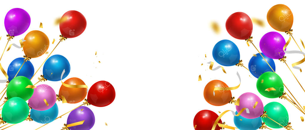 بالن‌های تولدت مبارک و کاغذپاشی در پس‌زمینه‌ای رنگارنگ برای جشن