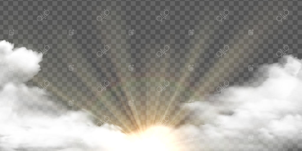 حاشیه ابری با پرتوهای خورشید در آسمان نیمه‌ابری طبیعی