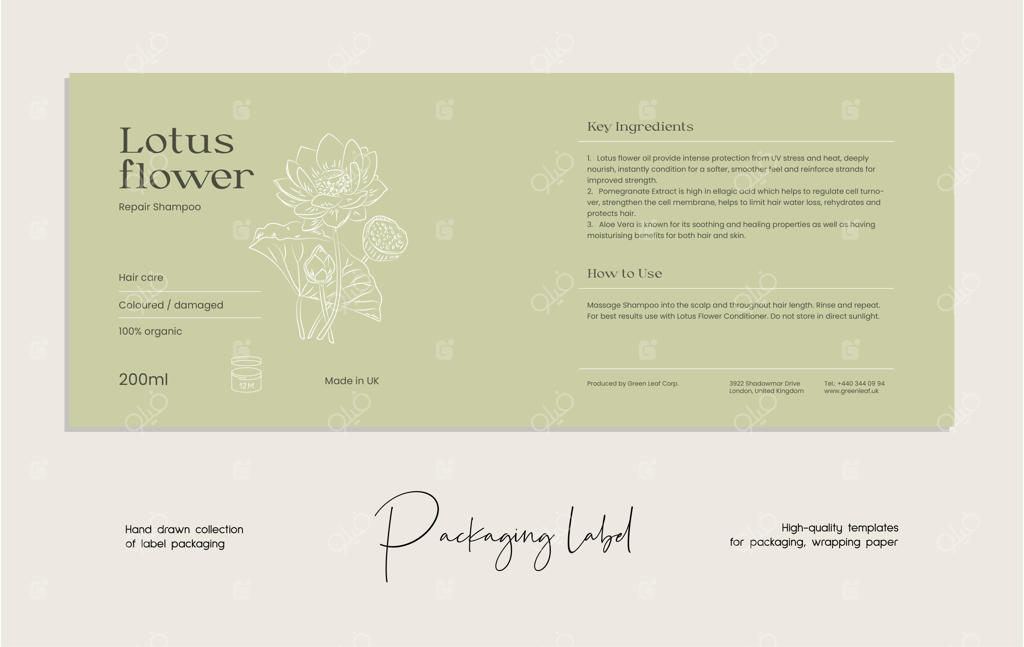 قالب طراحی برچسب لوازم آرایشی با نقشه خطی دستی وکتور