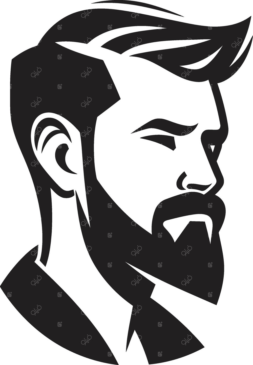 نشان چهره مردانه شیک با جزئیات زیبا - لوگو وکتور مرد با ظاهری متین و باوقار