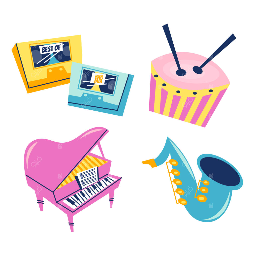 مجموعه استیکرهای نوستالژیک موسیقی کارتون‌های قدیمی