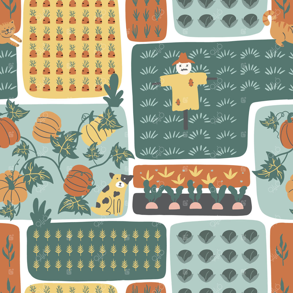 پترن یکپارچه باغ با برداشت محصول