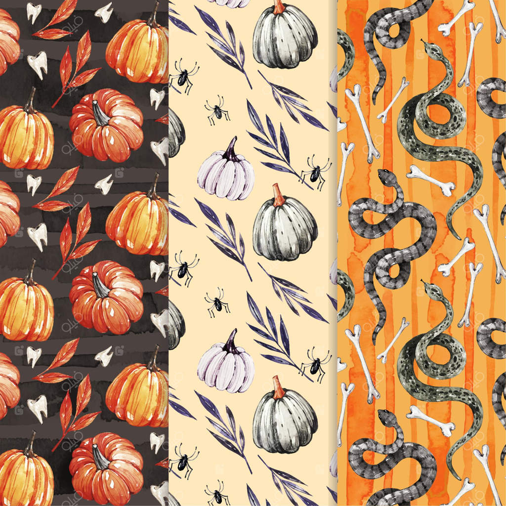 مجموعه الگوهای هالووین با آبرنگ