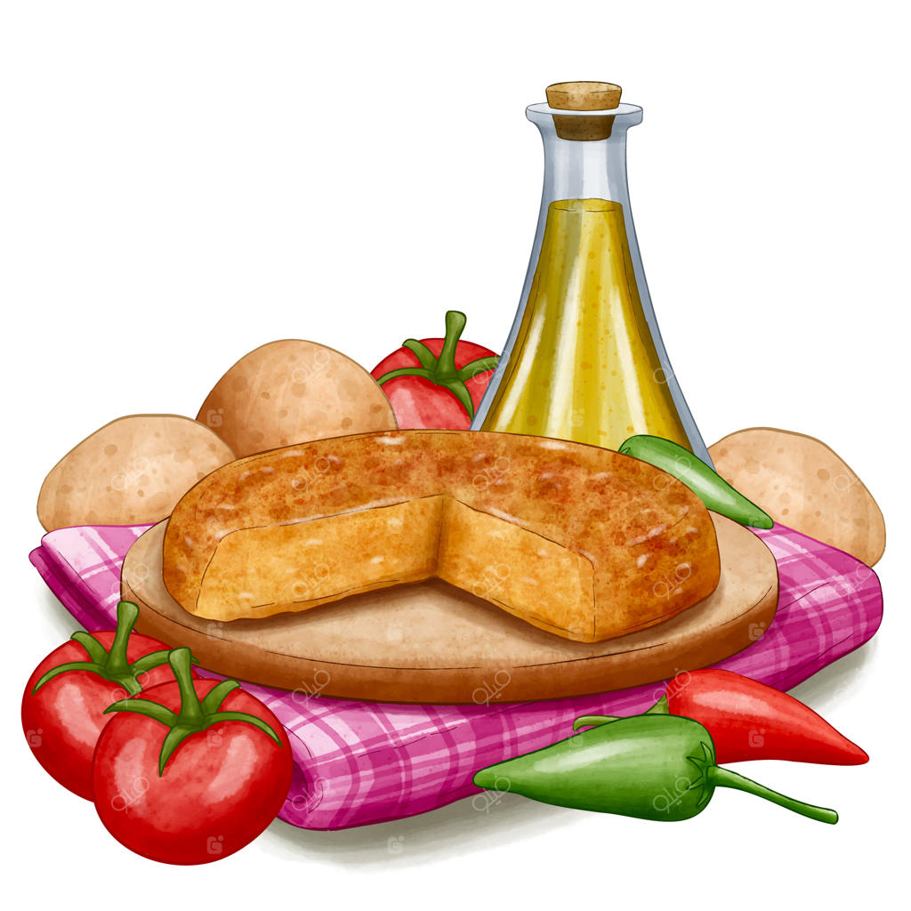 تصویرسازی املت اسپانیایی با آبرنگ