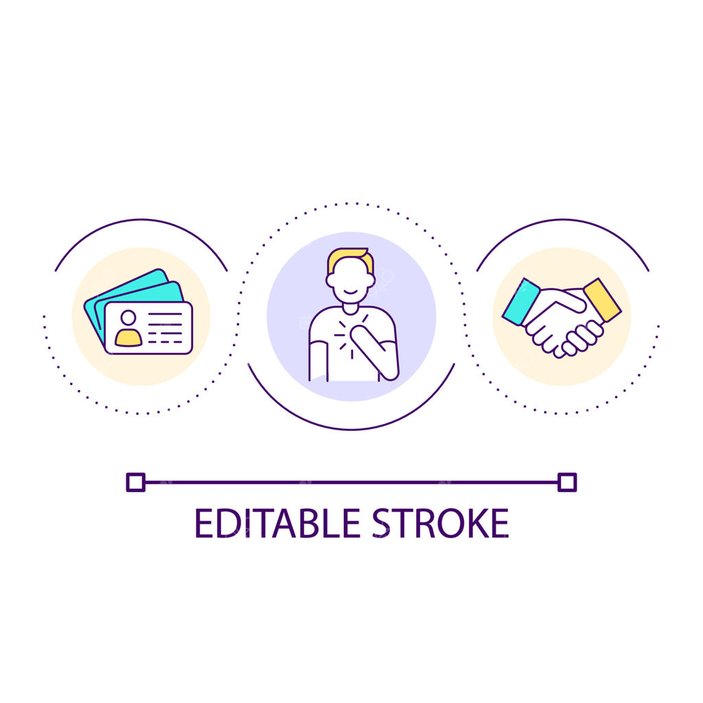 مفهوم توزیع کارت ویزیت. به اشتراک گذاری اطلاعات تماس شخصی. معرفی. طرح خطی کارت ویزیت. نقاشی خطی مجزا. قابل ویرایش.