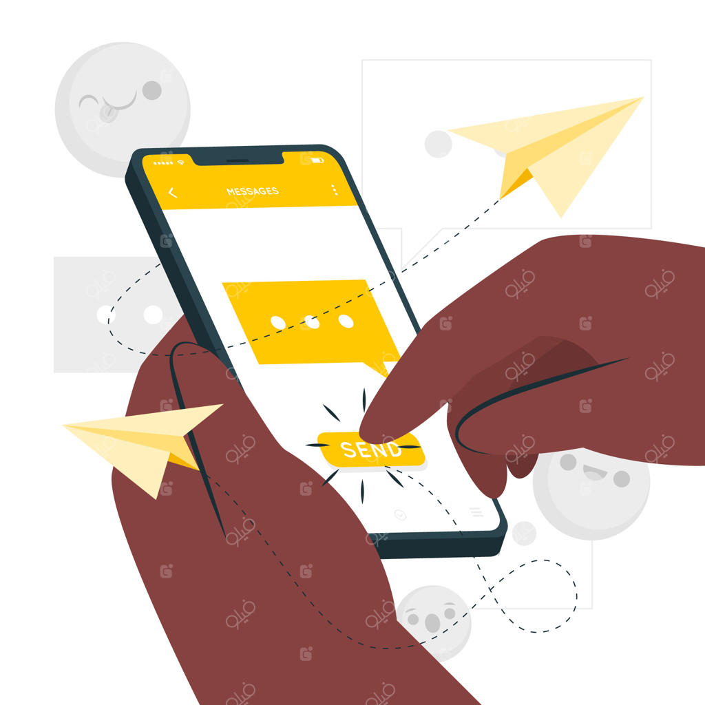 تصویر مفهومی ارسال پیام با تلفن همراه