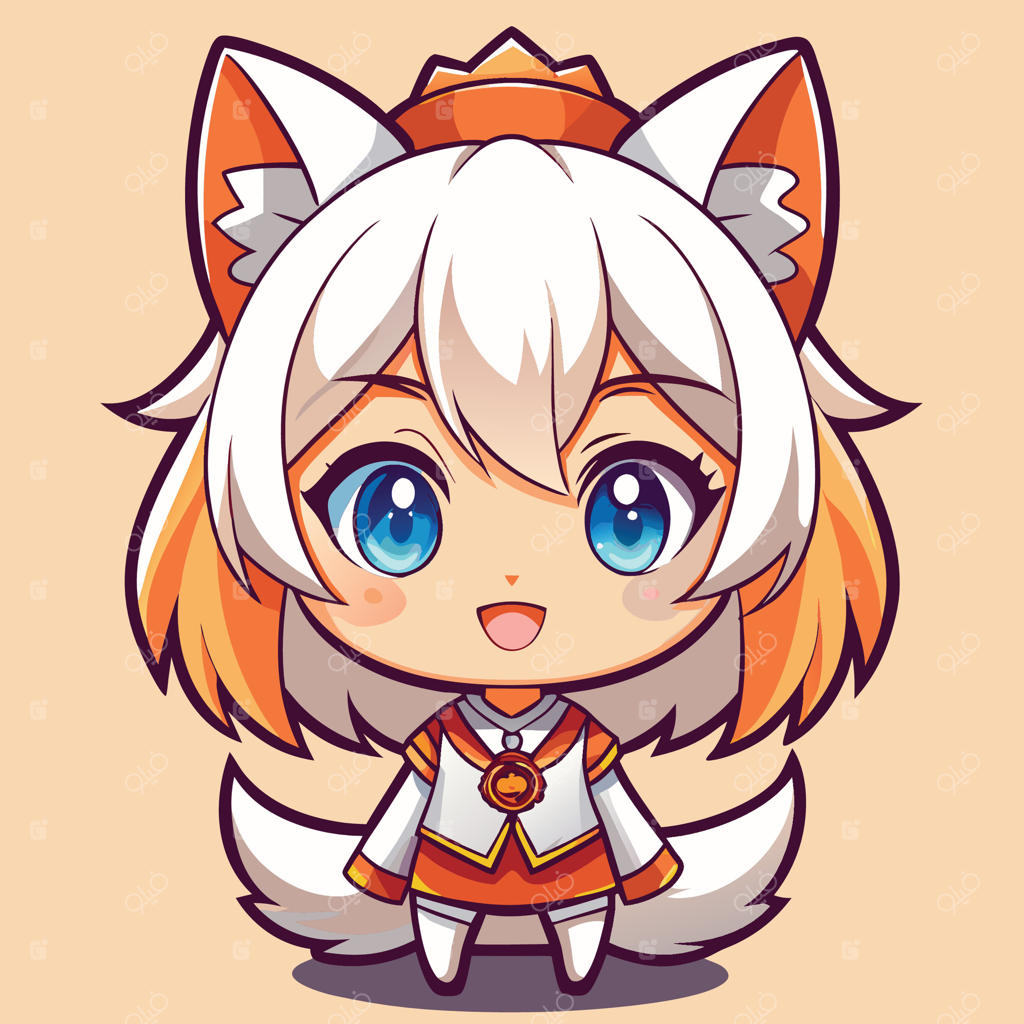 دختر روباهی کوچولو و بامزه با چشمان آبی و موهای نارنجی