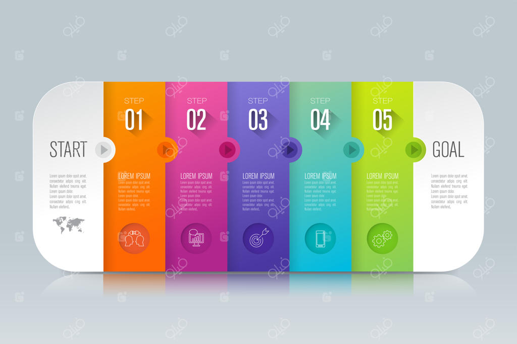 اینفوگرافیک با مراحل و گزینه‌ها