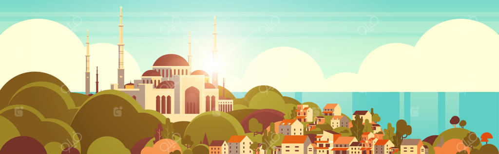 مسجد النبی: مفهوم معماری اسلامی در کنار منظره زیبای ساحلی - بنر افقی