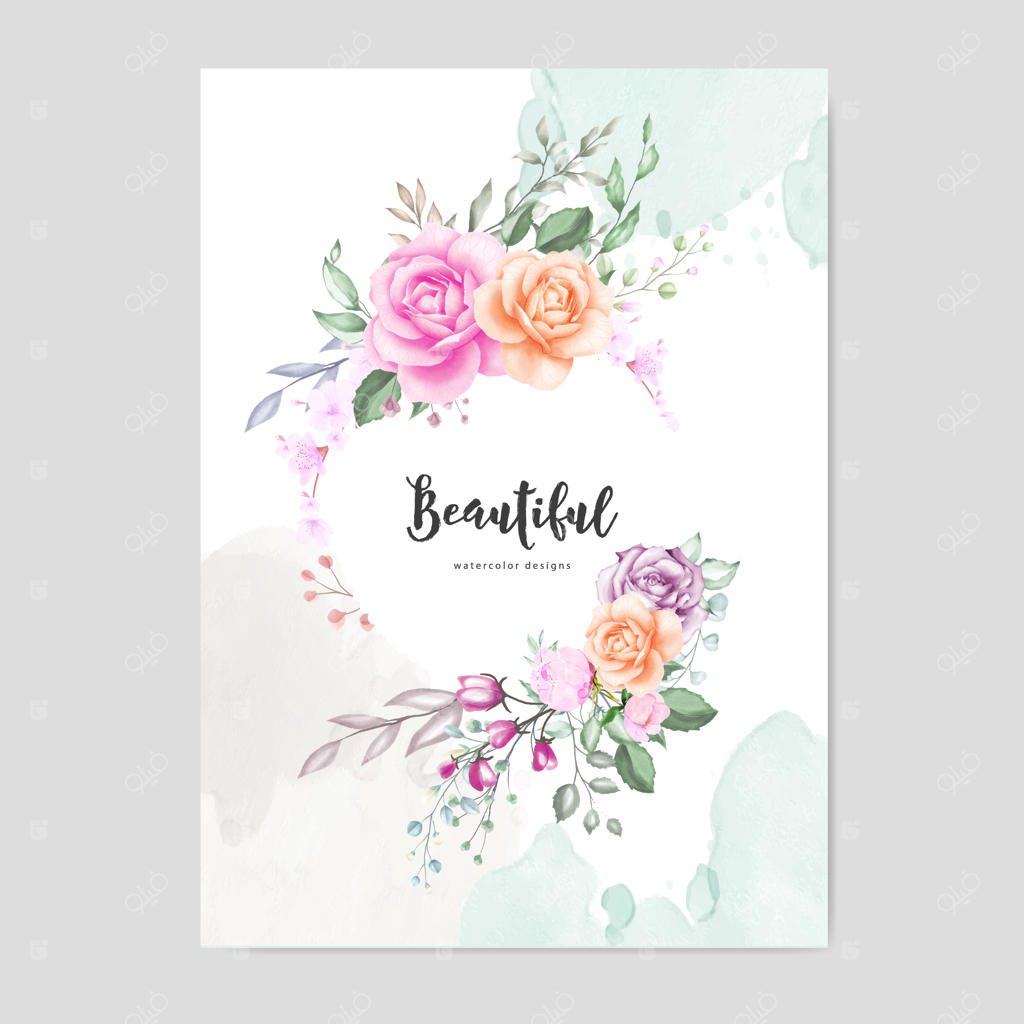 پس‌زمینه قاب گل‌های آبرنگی