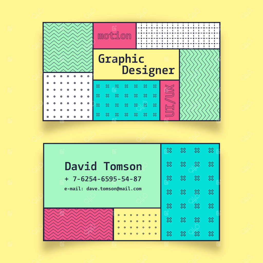 مجموعه طرح کارت ویزیت رنگارنگ و انتزاعی