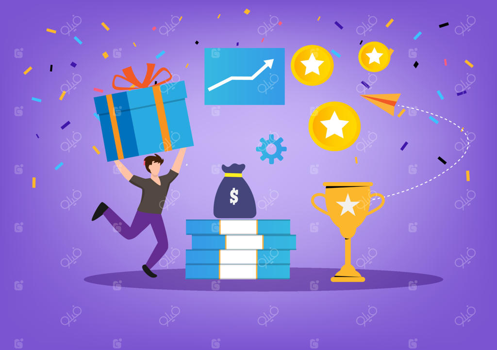 ایده‌های کسب امتیاز، برنامه‌های وفاداری و پاداش، اپلیکیشن‌های موبایل و بنرها - تصویرسازی وکتور کارتونی به سبک فلت