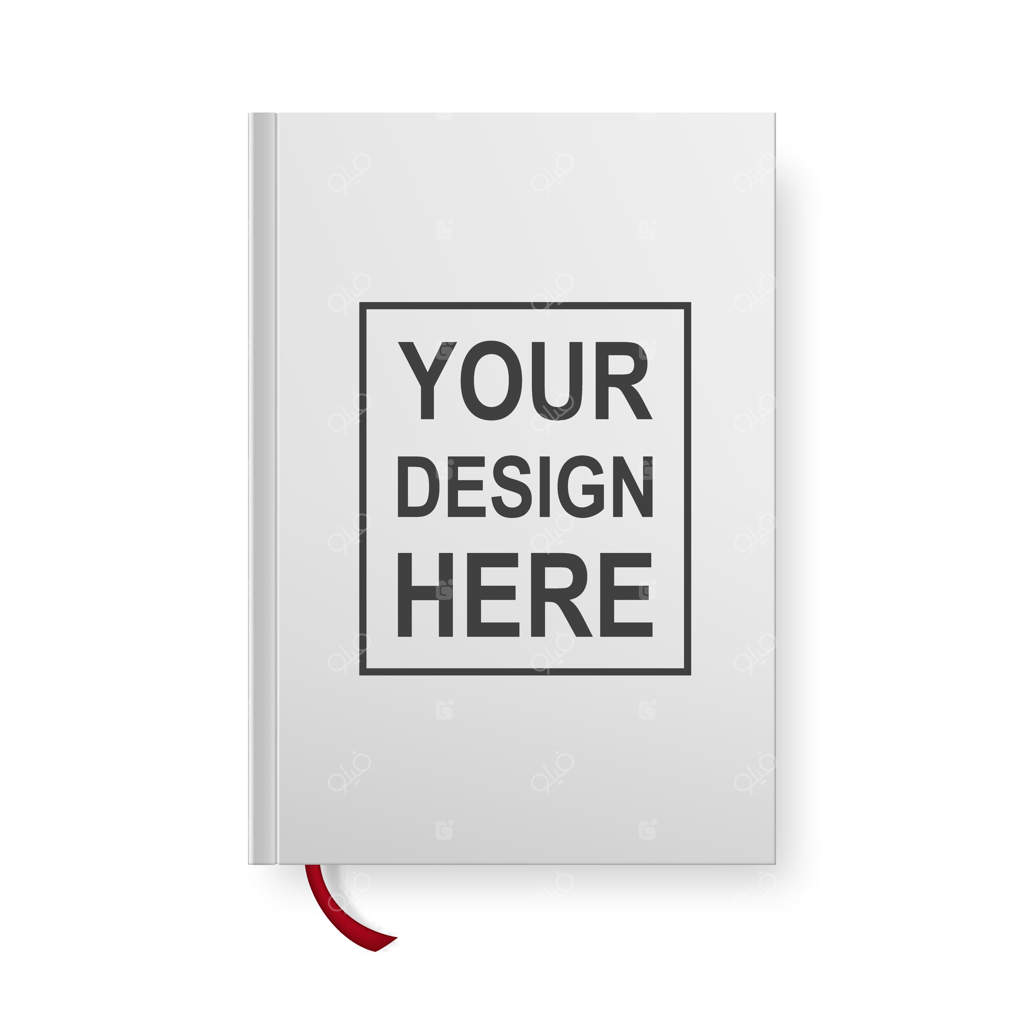 جلد خالی کتاب واقعی در پس‌زمینه سفید.