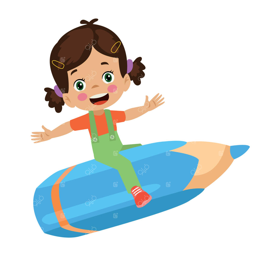 پسر کوچولوی بامزه با مداد در دست