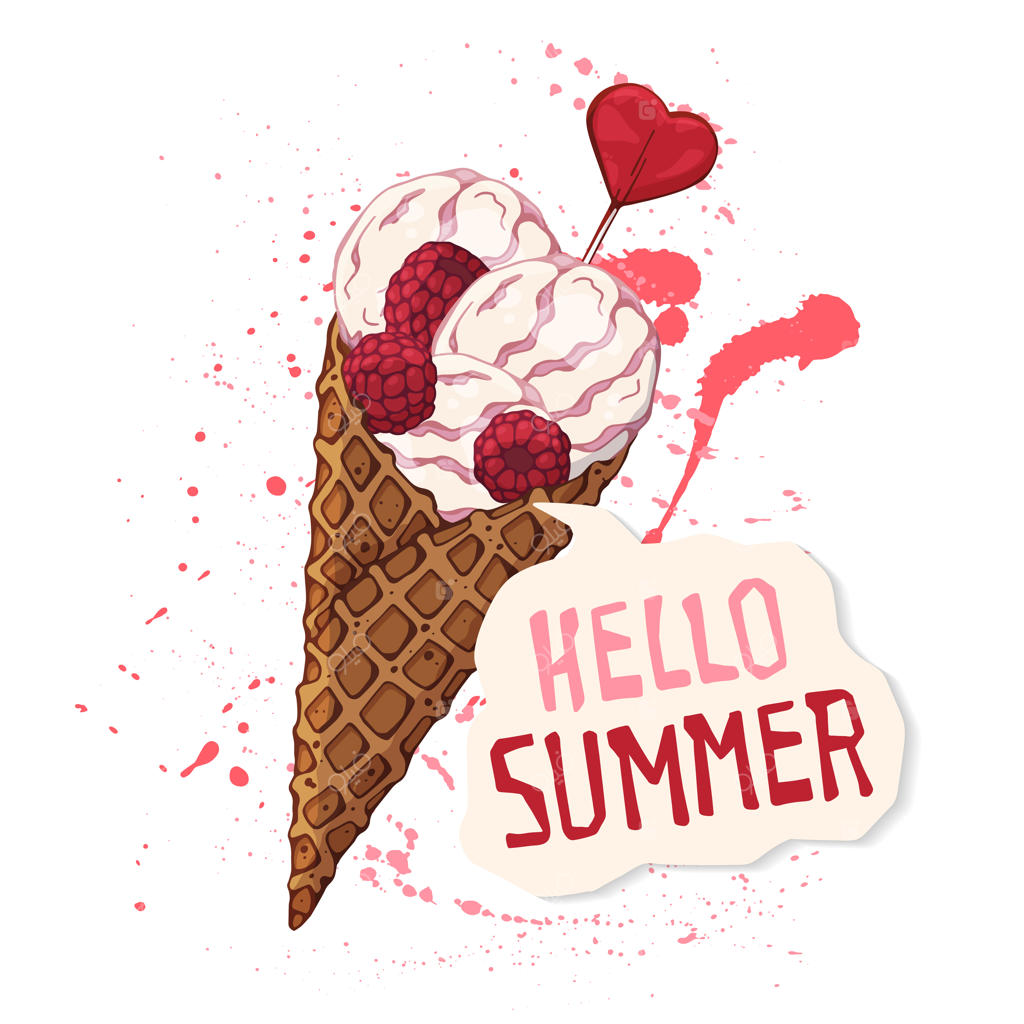 بستنی وکتور در نان قیفی با تزیین تمشک