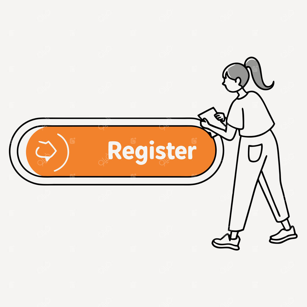 زن در حال ثبت‌نام آنلاین