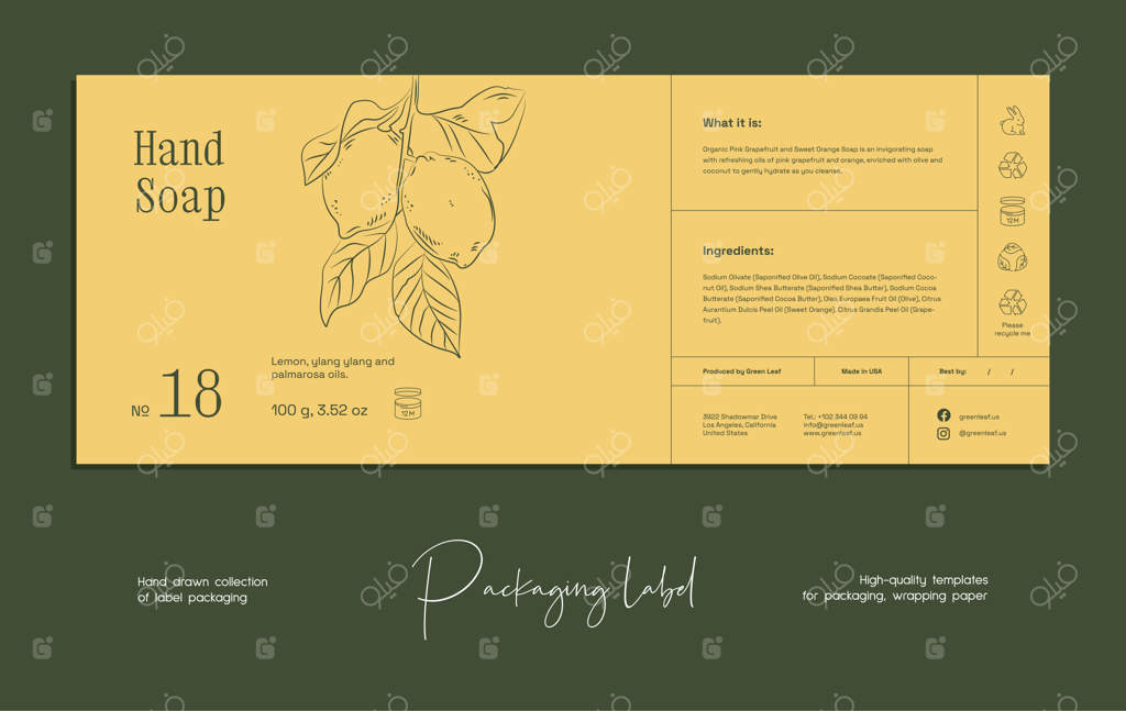 طرح برچسب لوازم آرایشی با طرح خطی دستی وکتوری