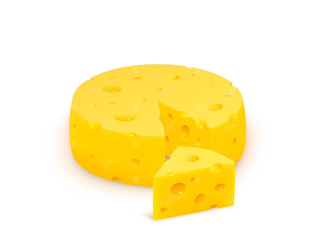 برش مثلثی پنیر بر روی پس‌زمینه سفید - تصویر برداری