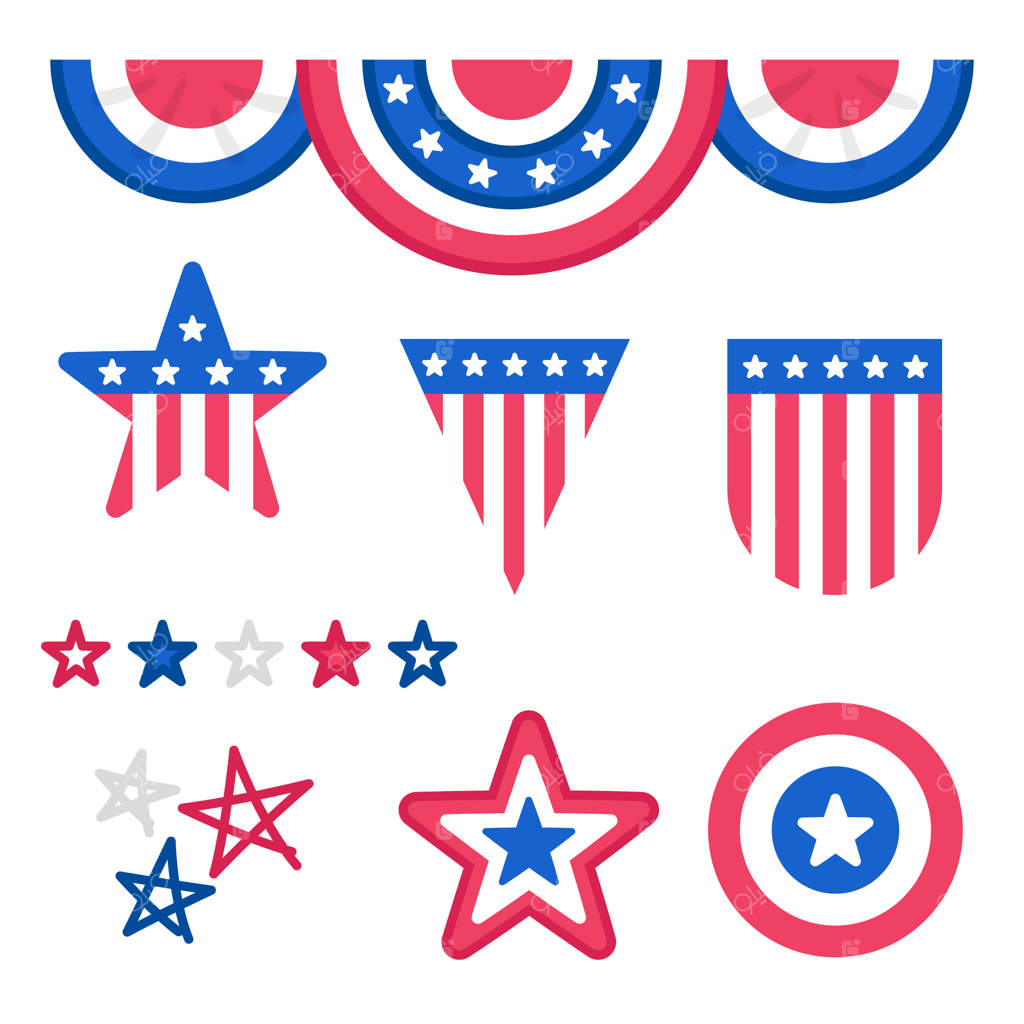 دکوراسیون صحنه با پرده‌های مخملی ابریشمی و پرچم ستاره‌ای به مناسبت روز استقلال آمریکا