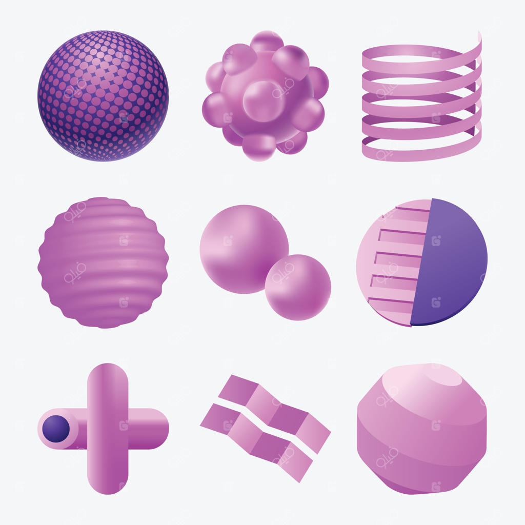 مجموعه وکتور اشیاء سه بعدی انتزاعی