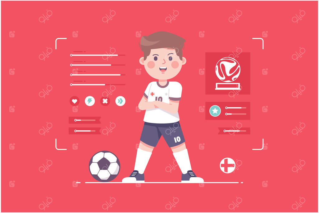 طراحی شخصیت بامزه بازیکن فوتبال انگلیس