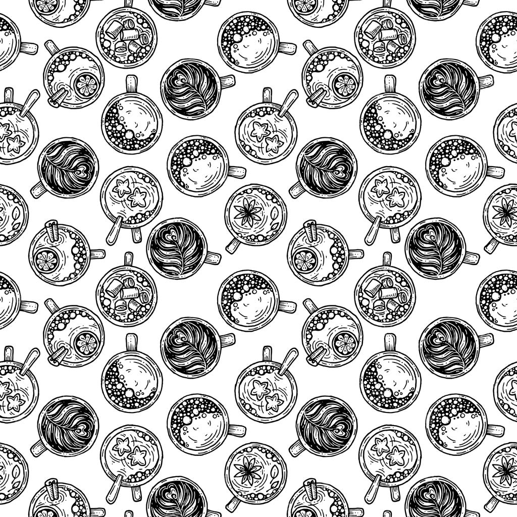 طرح با فنجان‌های قهوه و چای