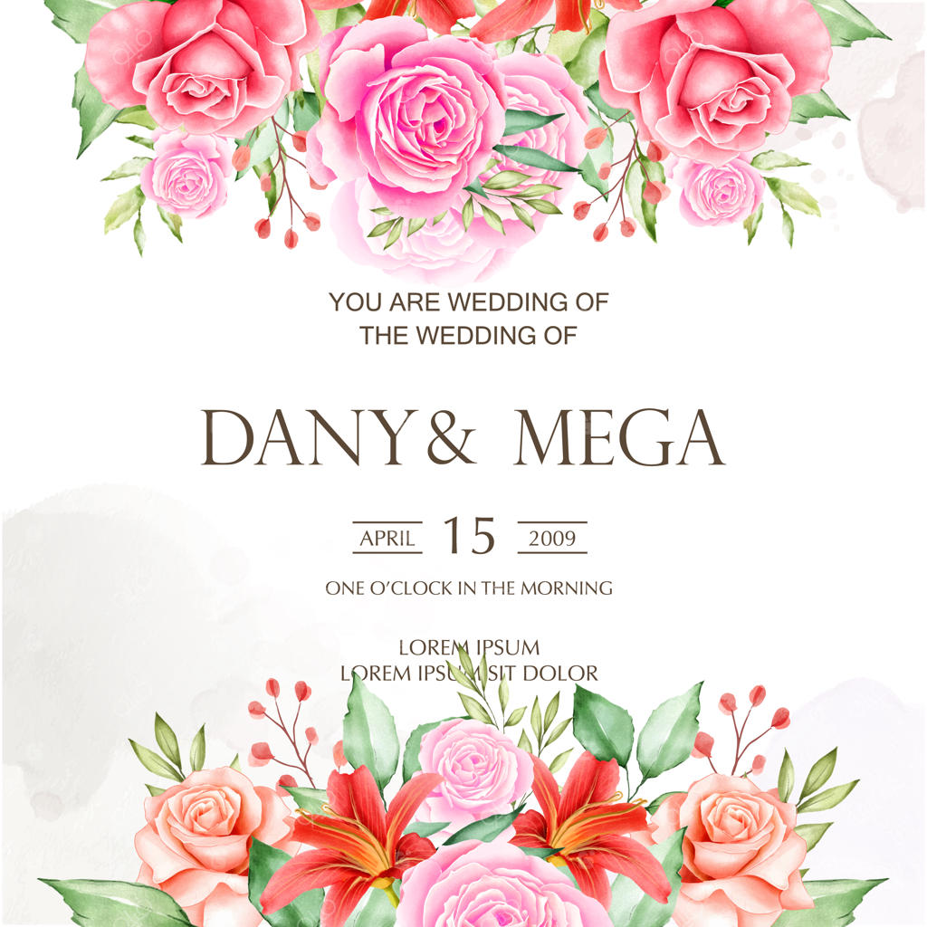 کارت عروسی زیبا با پس‌زمینه آبرنگی