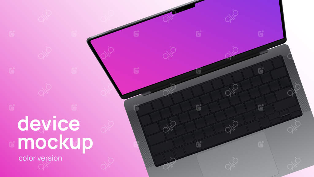 تصویر برداری لپ تاپ از نمای بالا با نمایشگر گرادیان و خالی