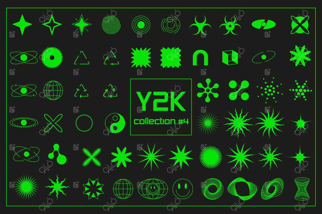 تنظیم شکل هندسی سبز نئونی با پر سفید برای پوستر و بنر.