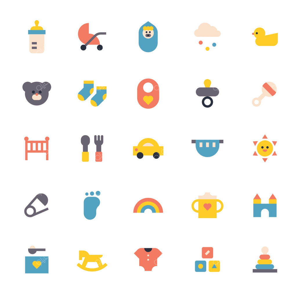 مجموعه آیکون نوزاد. آیکون‌های ساده و بامزه.