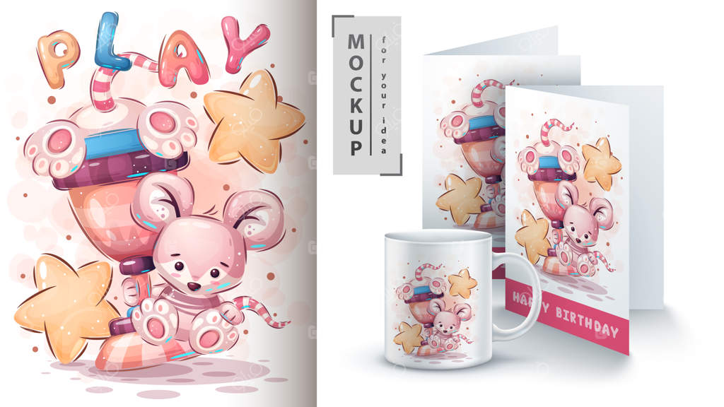 موش برنده با جام - تصویرسازی و فروش محصولات