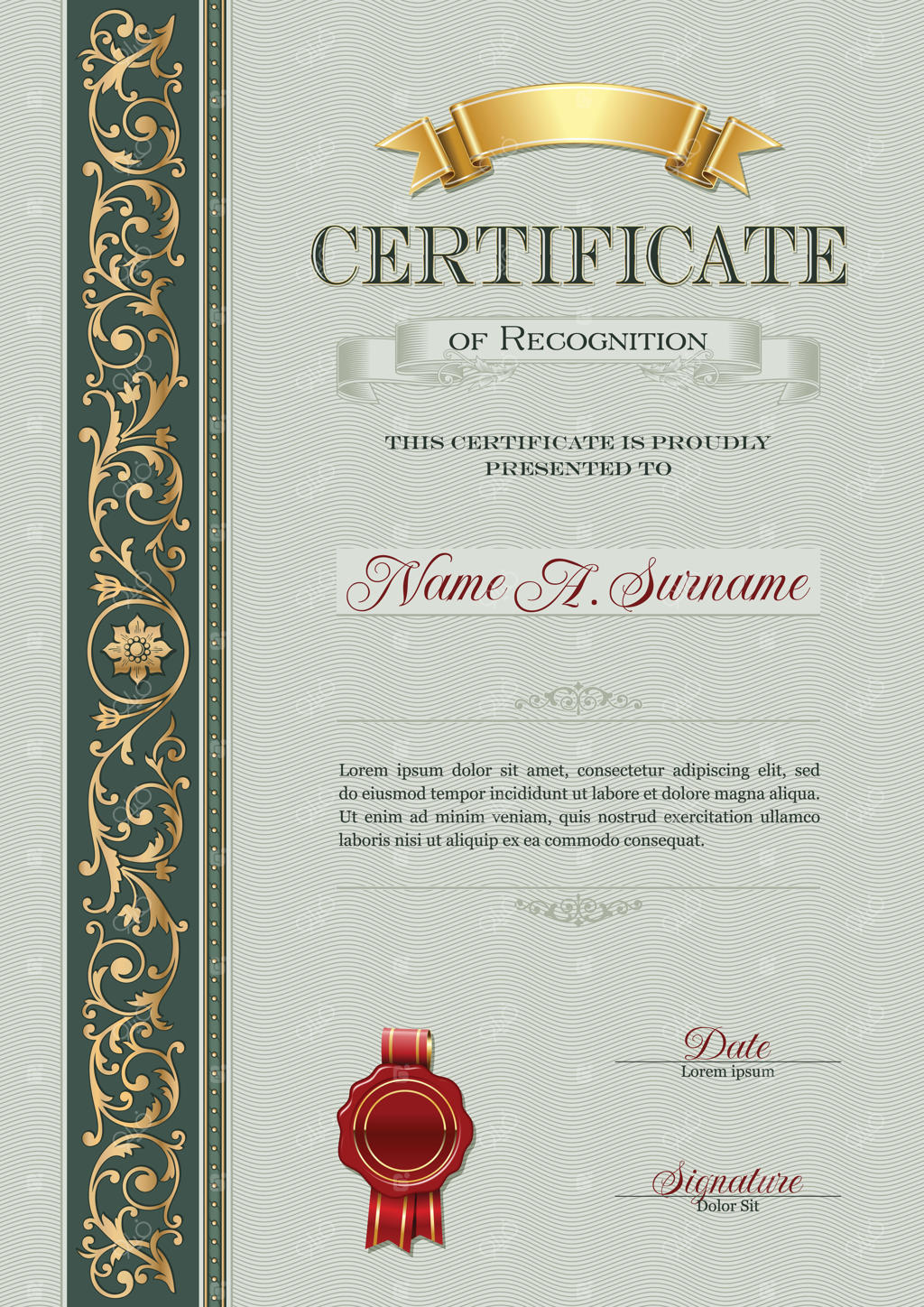 گواهی تقدیر کلاسیک با قاب قدیمی.