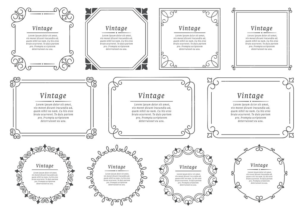 قاب دست‌ساز سلطنتی: مجموعه وکتور قاب‌های گرافیکی کلاسیک، حاشیه‌های تزیینی و نمادهای کتاب قدیمی