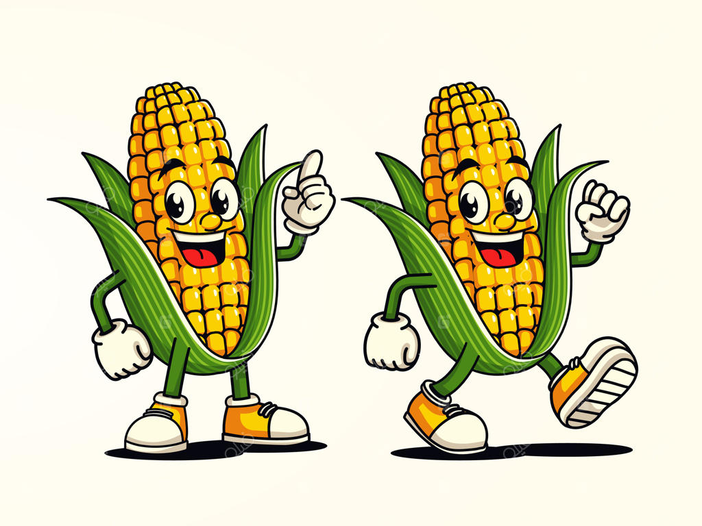 کاراکتر کارتونی ذرت، مناسب برای رژیم غذایی، سلامت و کسب و کار